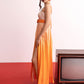 Peach Orange Ombre Pleated Maxi Dress