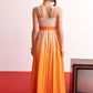 Peach Orange Ombre Pleated Maxi Dress