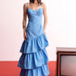 Azure Bloom Tiered Dress