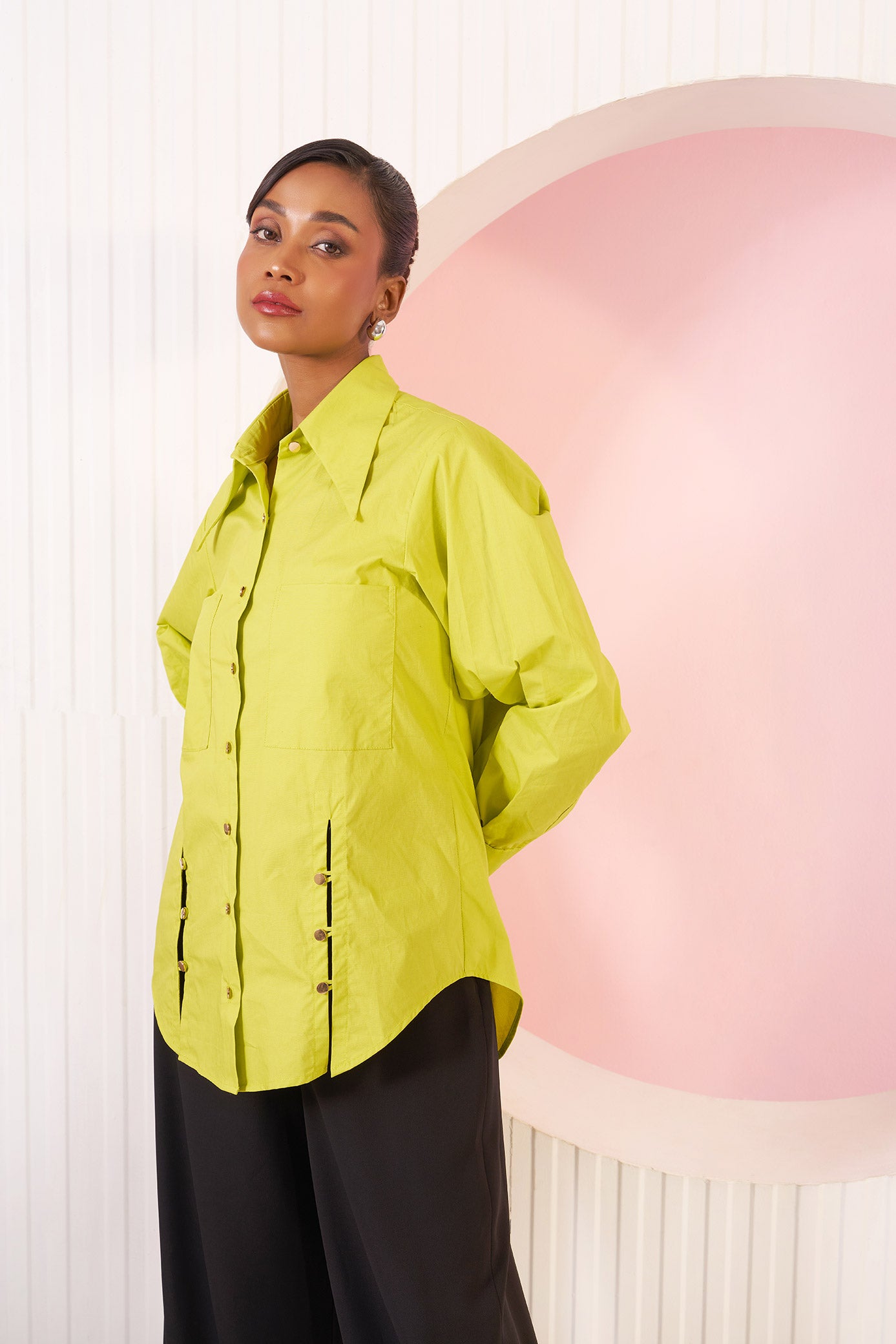 Arya Lime Pop Cotton Shirt