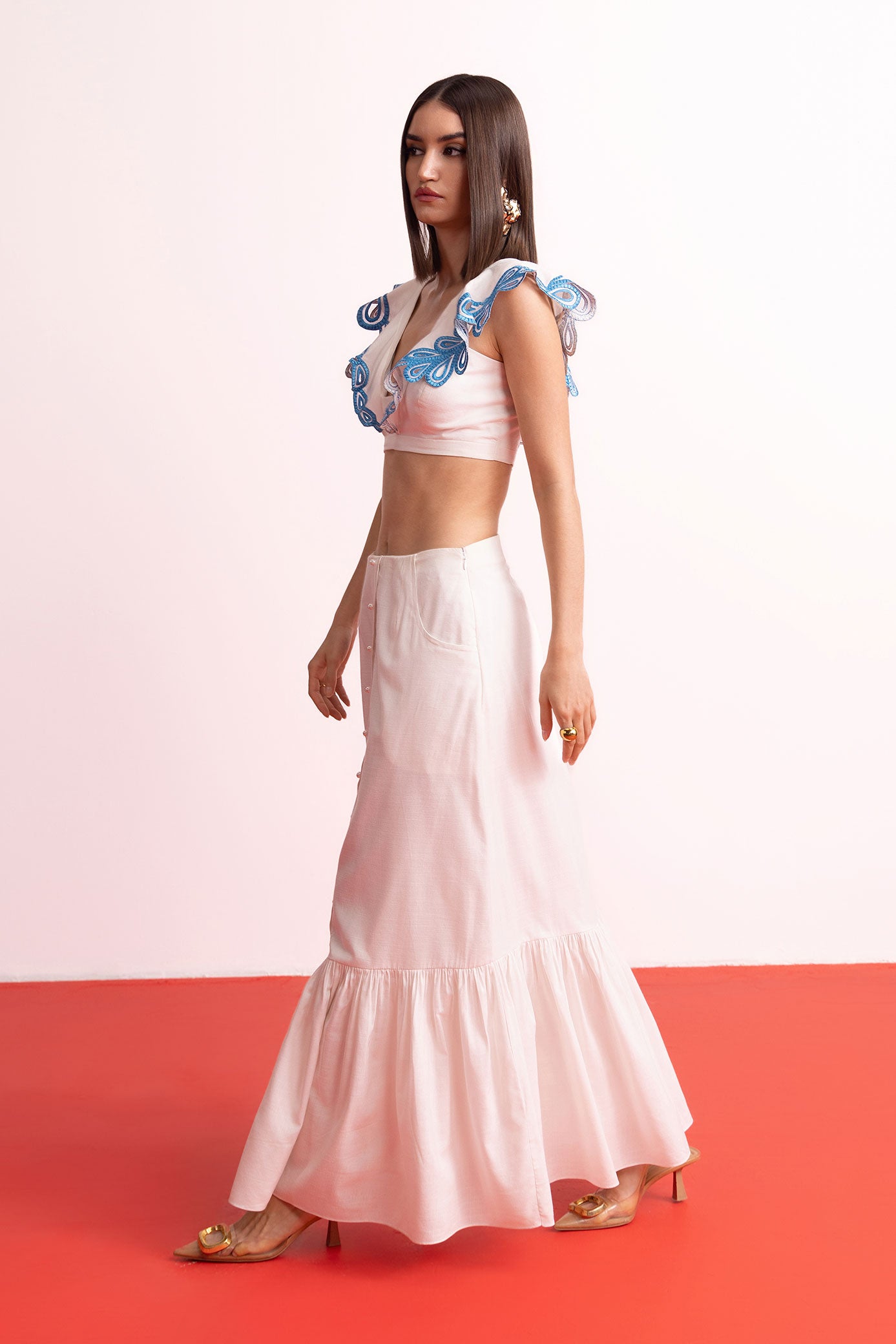 Cloud White Skirt Set