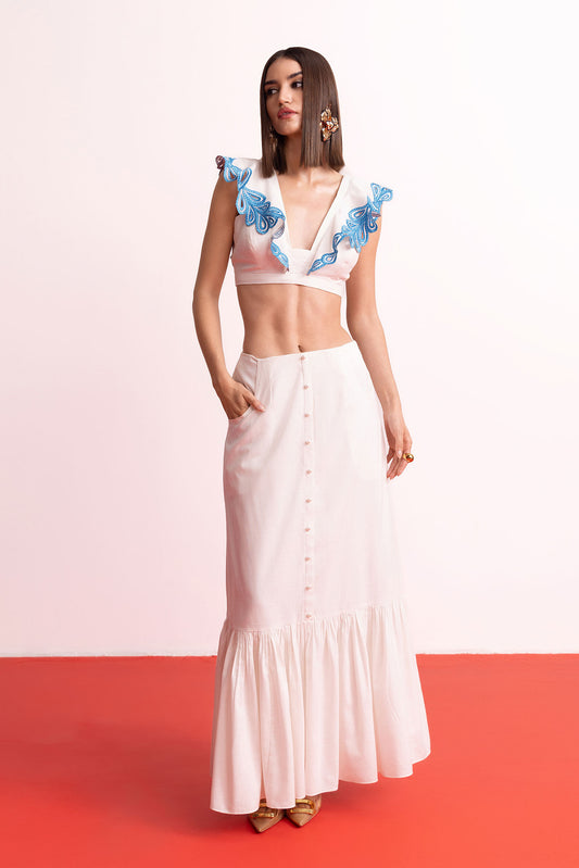 Cloud White Skirt Set