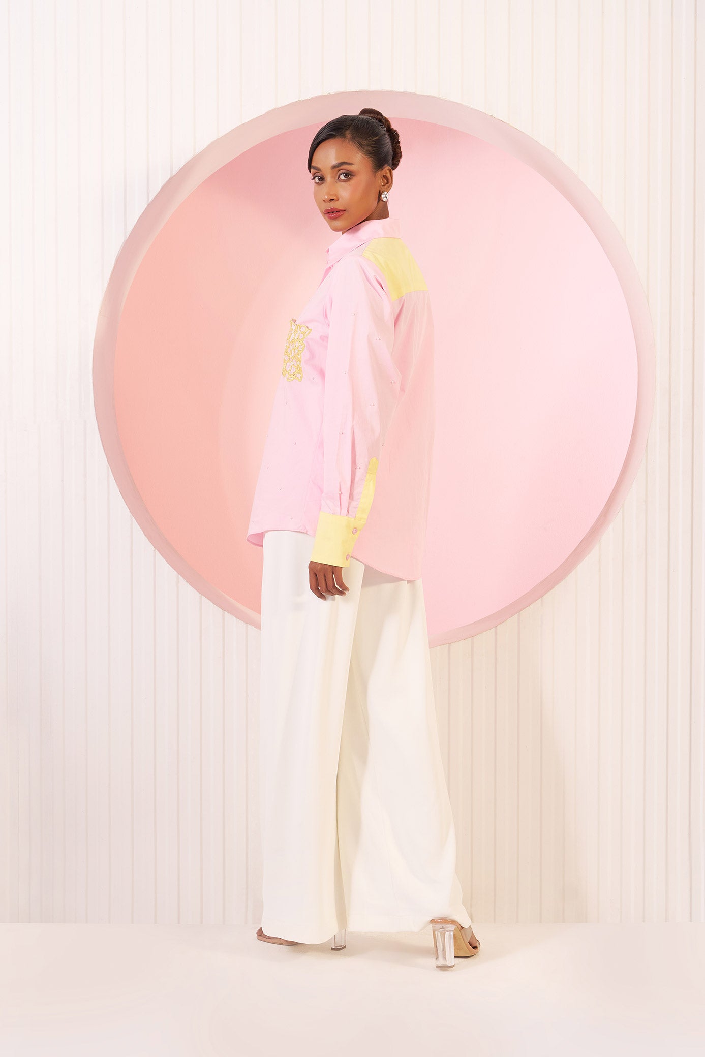 Grace Blush Bloom Embellished Cotton Shirt