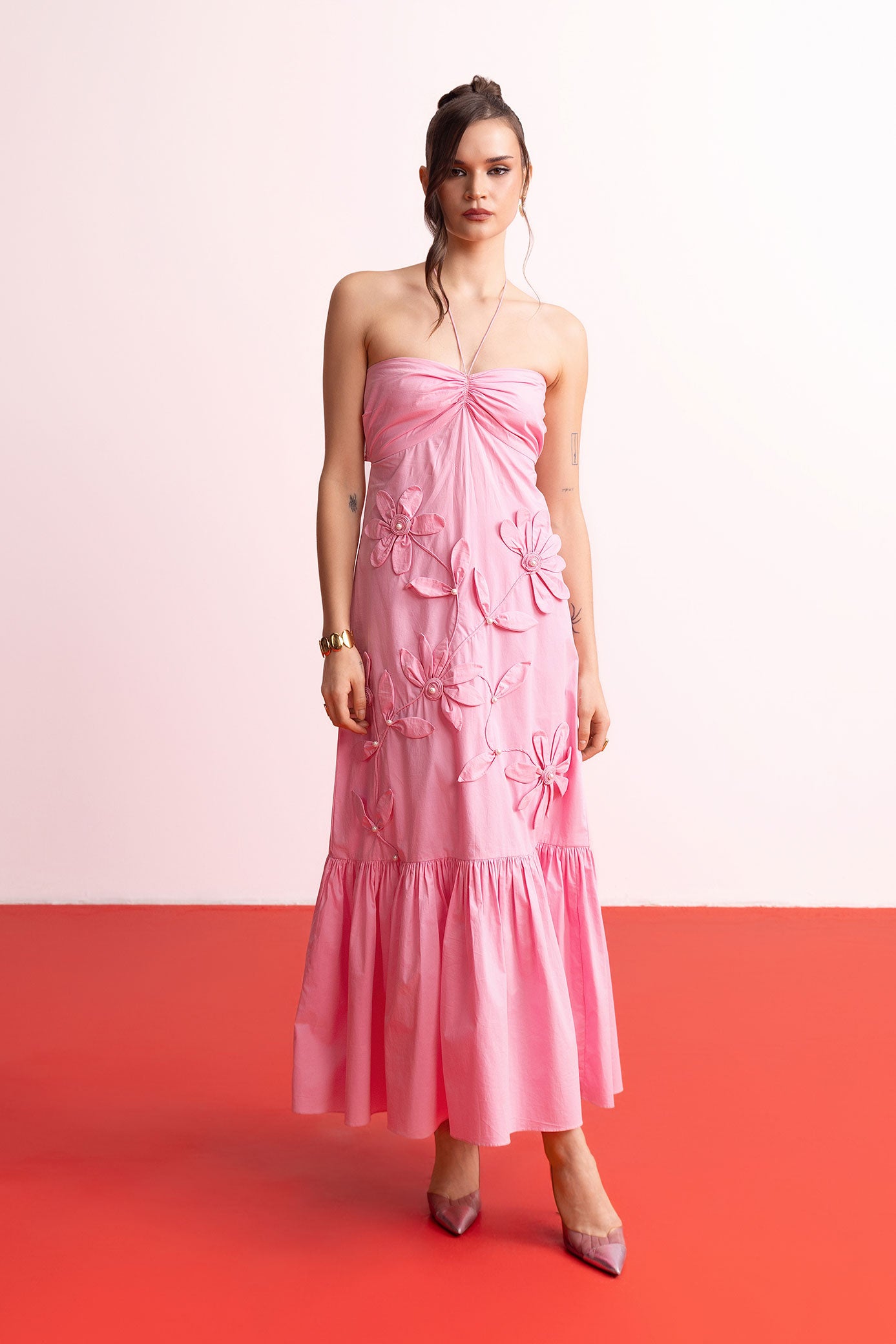 Blush Pink Halter Maxi Dress