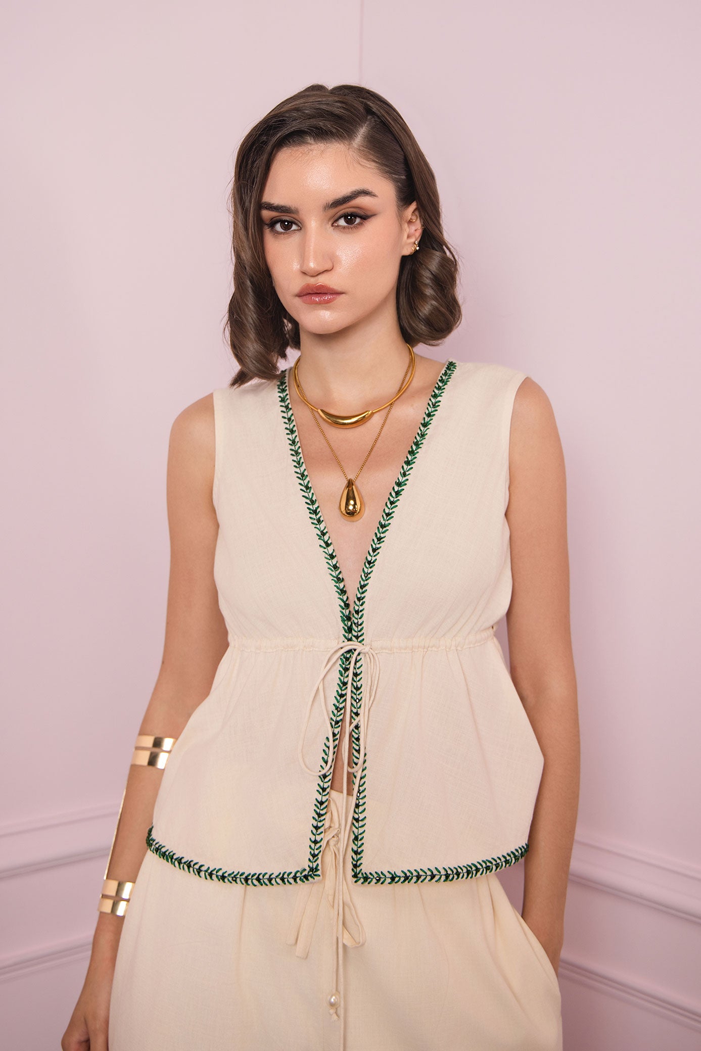 Ivory Bloom Embroidered Pant Set