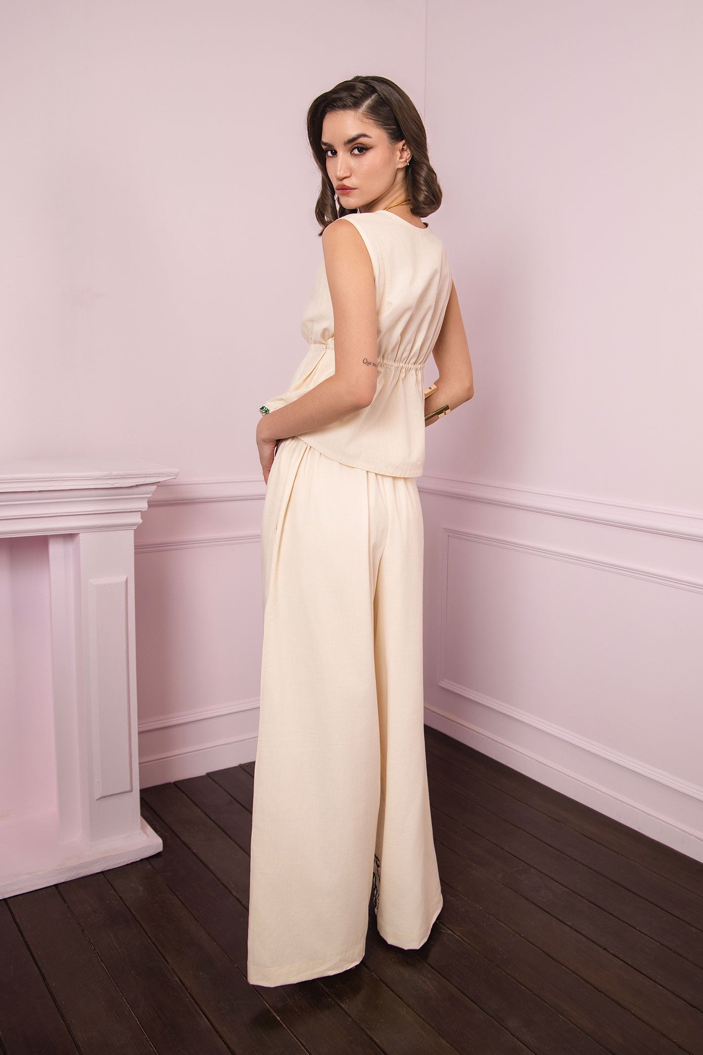 Ivory Bloom Embroidered Pant Set