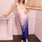 Twilight Bloom Ombre Satin Draped Slip Dress