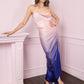 Twilight Bloom Ombre Satin Draped Slip Dress