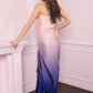 Twilight Bloom Ombre Satin Draped Slip Dress