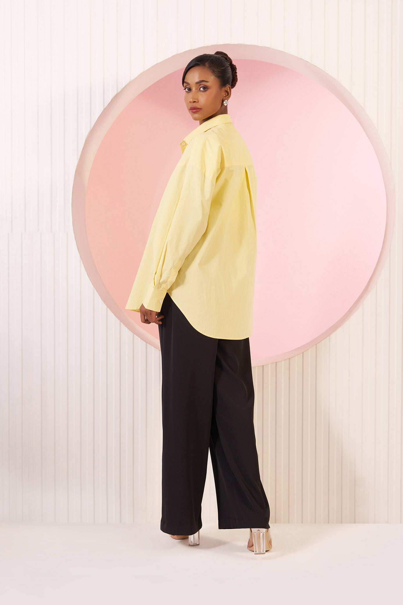 Lydia Soft Lemon Yellow Embellished Cotton Shirt