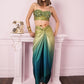 Olive Ombre Drape Skirt Set