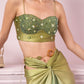 Olive Ombre Drape Skirt Set