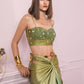 Olive Ombre Drape Skirt Set
