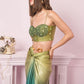 Olive Ombre Drape Skirt Set