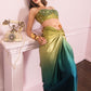 Olive Ombre Drape Skirt Set