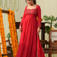 Ruby Red Anarkali Suit set