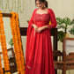 Ruby Red Anarkali Suit set
