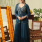 Teal blue sharara set