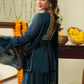 Teal blue sharara set
