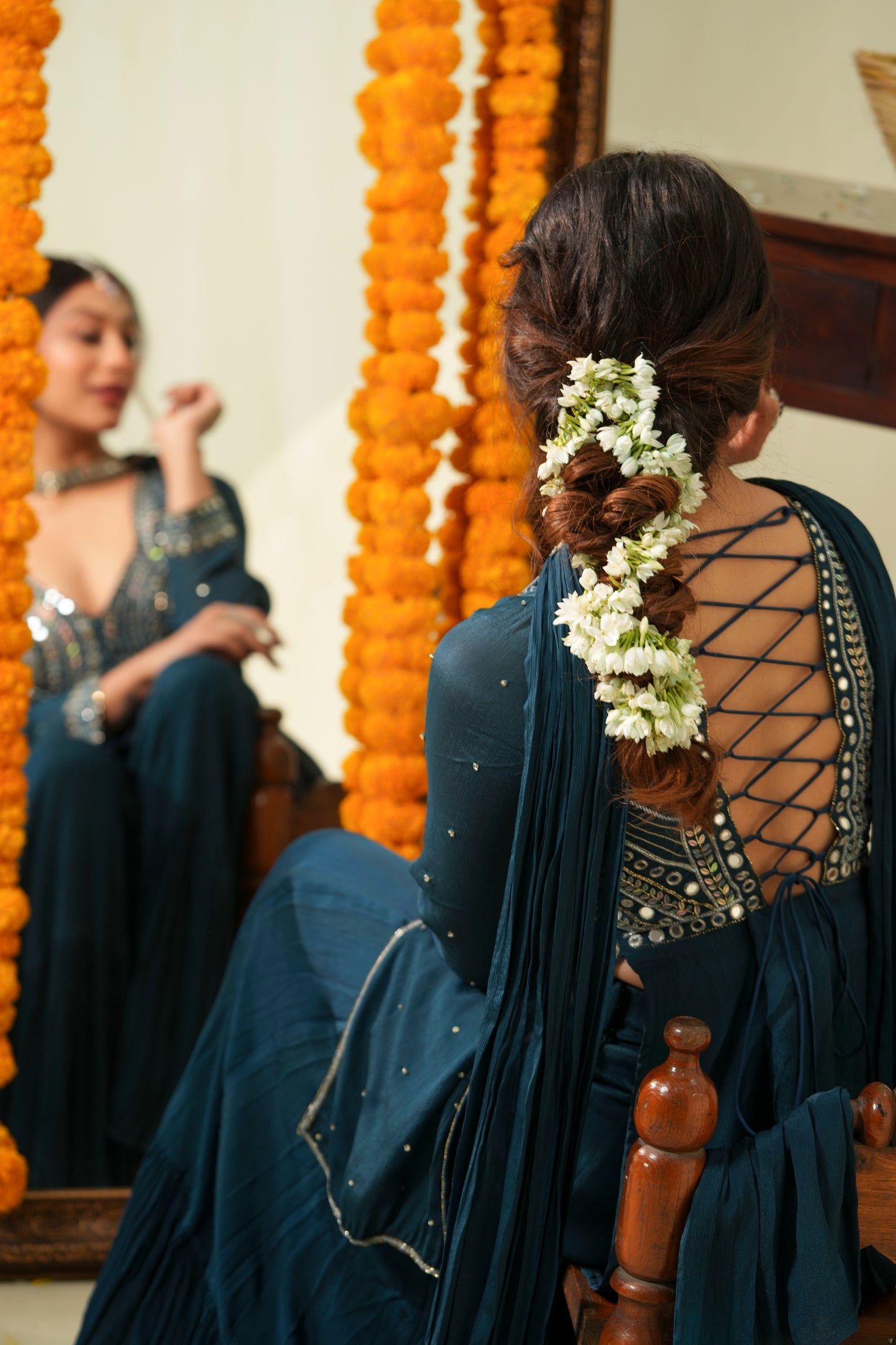 Teal blue sharara set