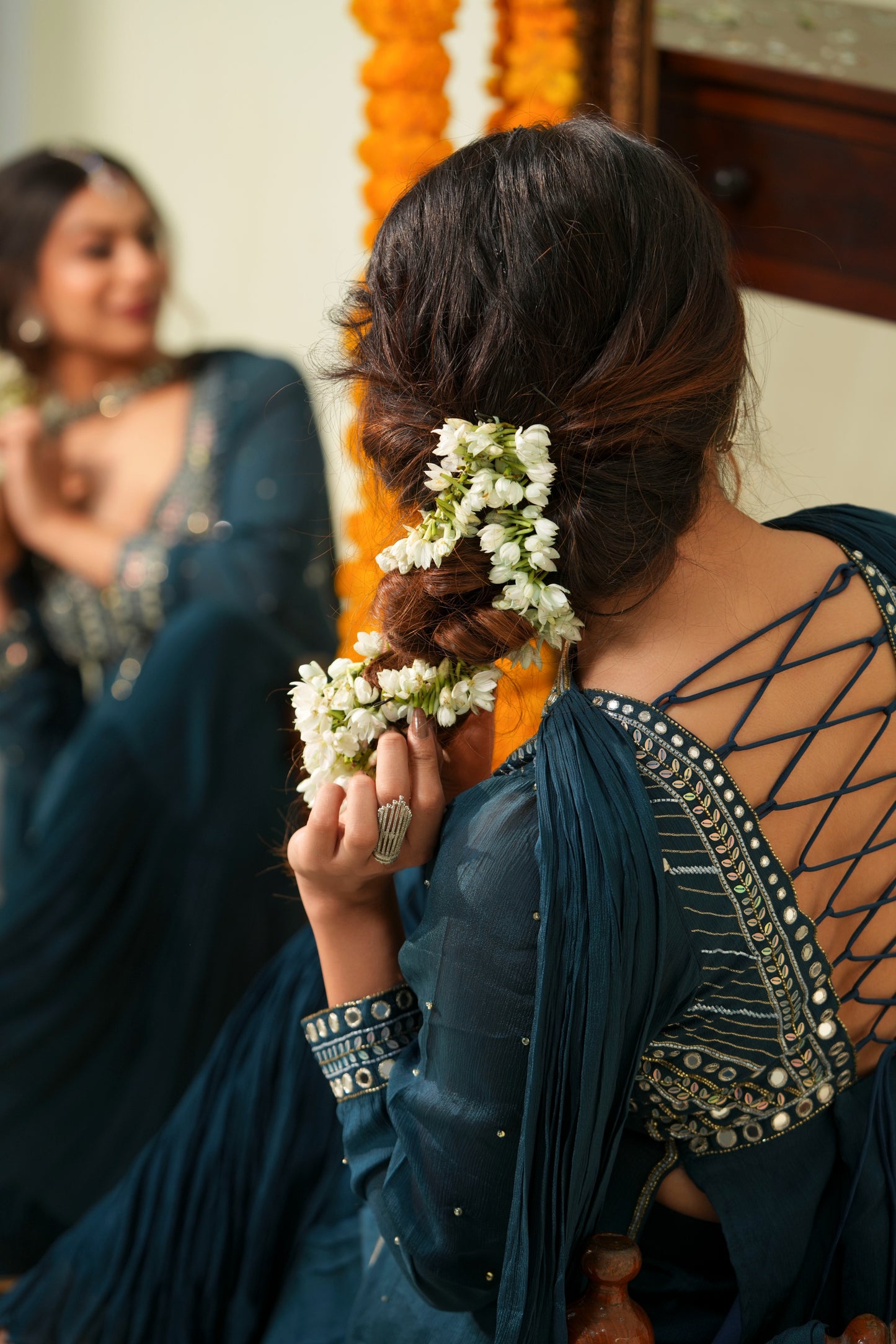 Teal blue sharara set