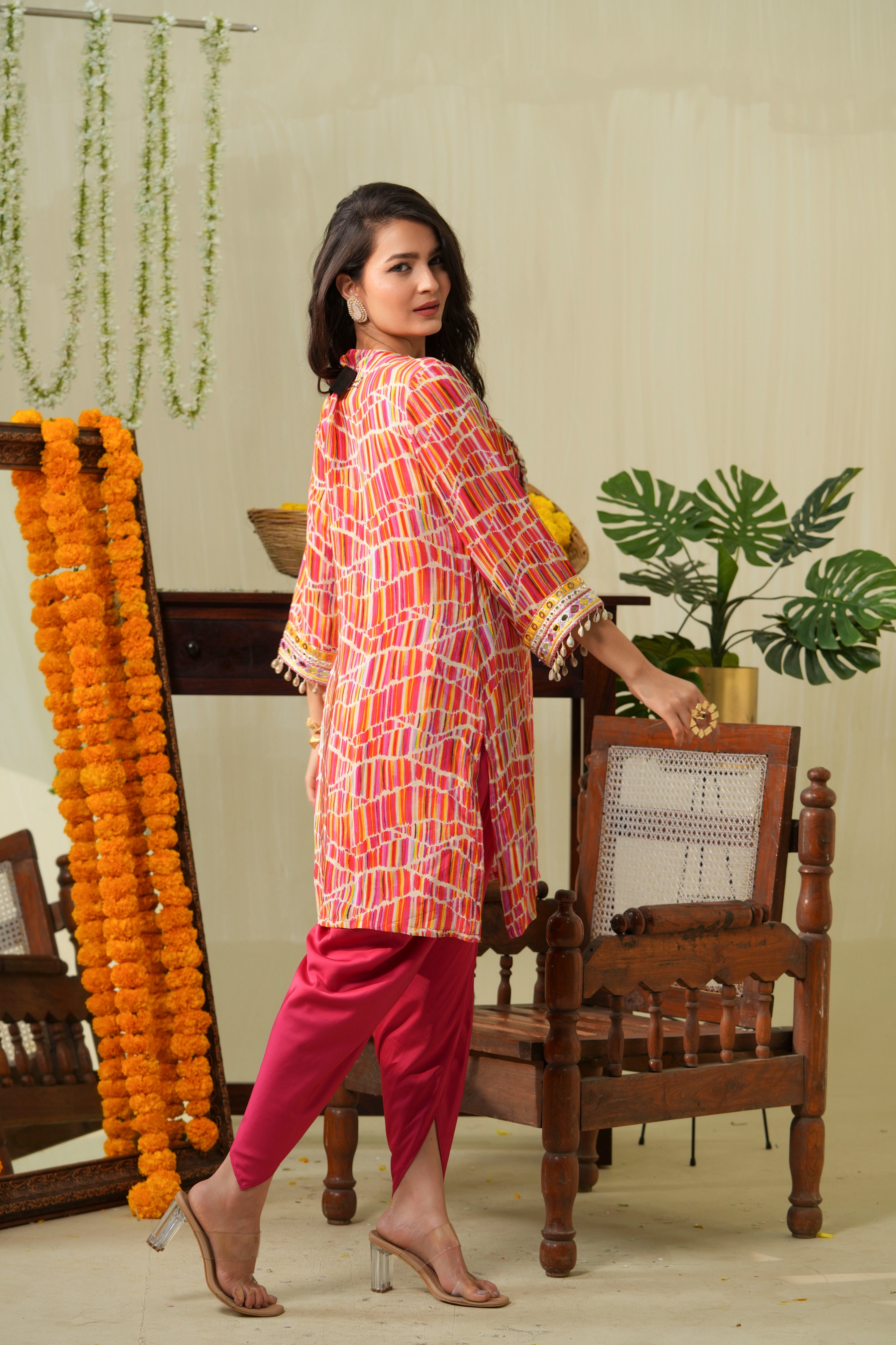 Multicolour Boho Kurta and Tulip Pants