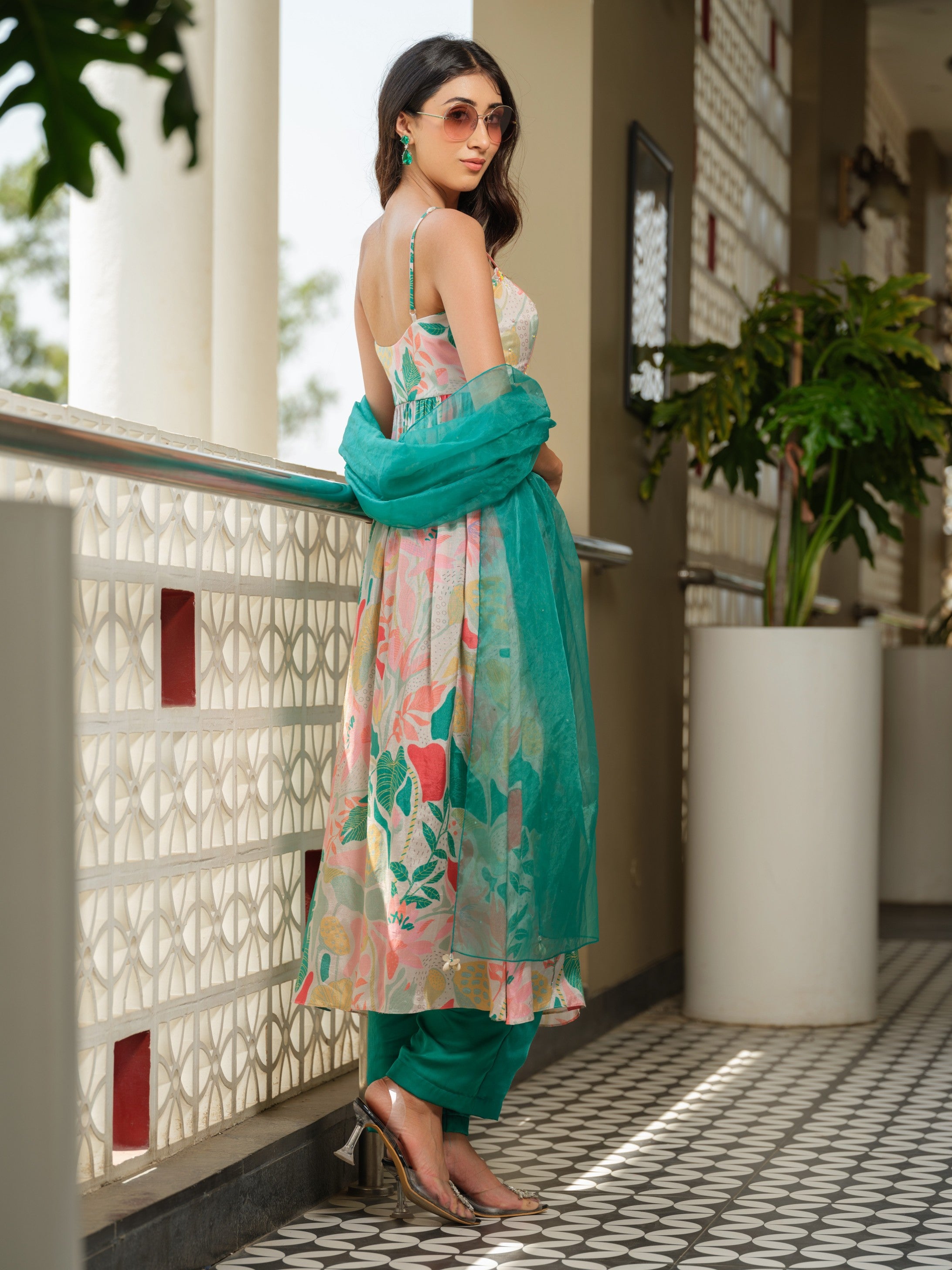 Forest Green Printed Kurta Set