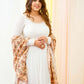 Soft Peach Dupatta Off White Anarkali set