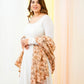 Soft Peach Dupatta Off White Anarkali set
