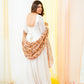 Soft Peach Dupatta Off White Anarkali set