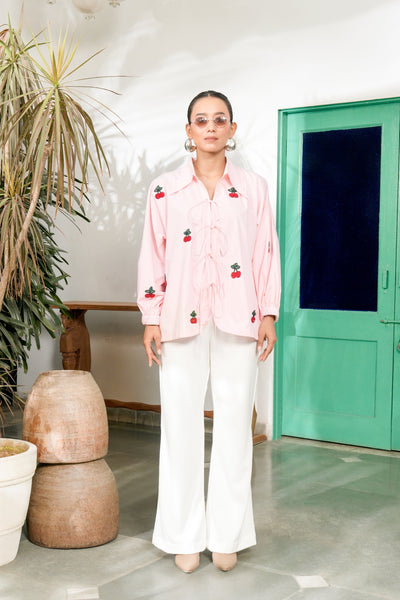 ALINA CHERRY TIE-UP SHIRT
