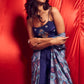 Royal Blue Sharara set with cape
