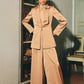 Sand Beige Satin Blazer Set