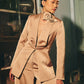 Sand Beige Satin Blazer Set