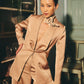Sand Beige Satin Blazer Set