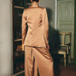 Sand Beige Satin Blazer Set
