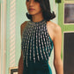 Emerald Green Halter Neck Dress