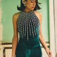 Emerald Green Halter Neck Dress