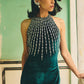 Emerald Green Halter Neck Dress