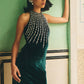 Emerald Green Halter Neck Dress
