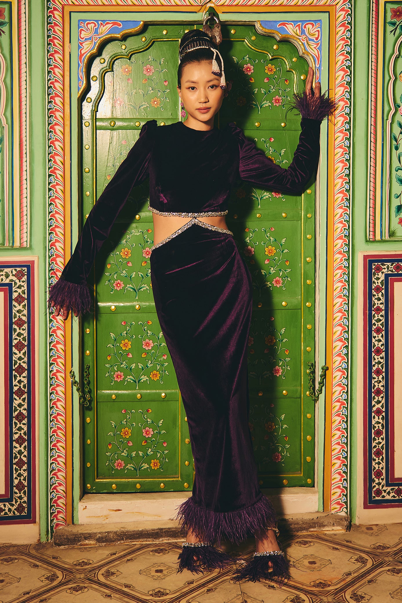 Midnight Purple Feather Dress