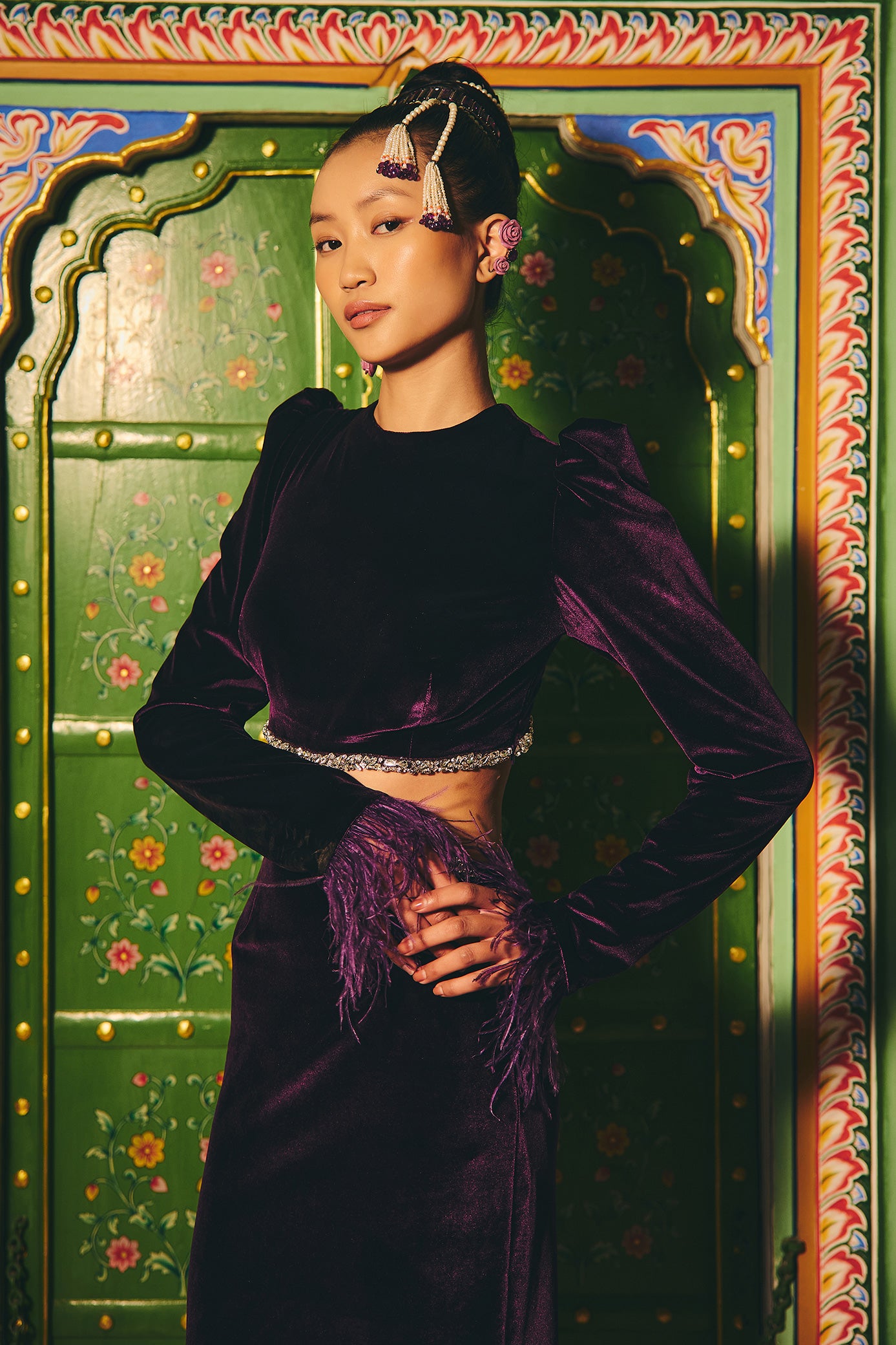 Midnight Purple Feather Dress