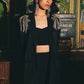 Midnight Black Blazer and Skirt Set