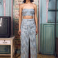 Denim Blue Sequin Skirt Set