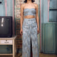 Denim Blue Sequin Skirt Set