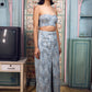 Denim Blue Sequin Skirt Set