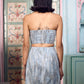 Denim Blue Sequin Skirt Set