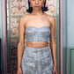 Denim Blue Sequin Skirt Set
