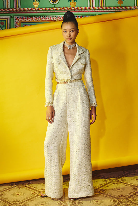 Golden High Shine Blazer and Pant Set