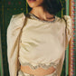 Ivory Satin Crop Top and Skirt Set